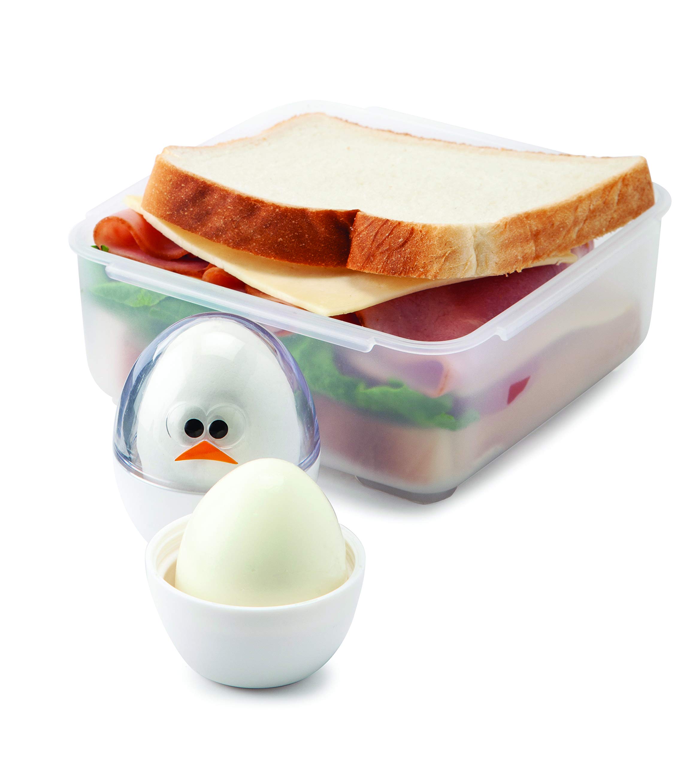 Joie Eggy Storage Transport Pods – 2-Piece Hard-Boiled Egg Holder for Lunches & Travel, BPA-Free & Reusable, White