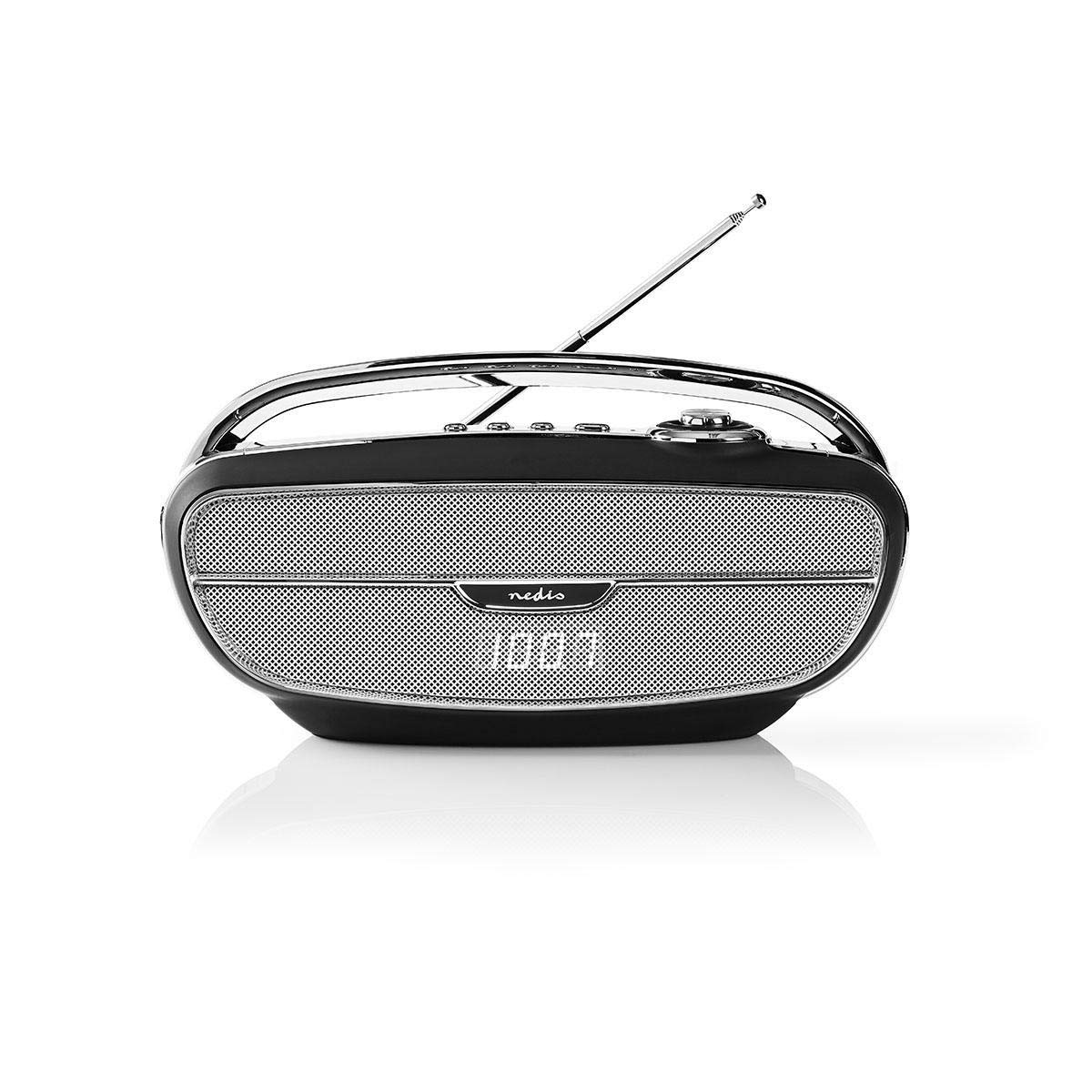 Nedis Retro Radio FM & Bluetooth 60W, Mic, AUX, USB, MicroSD, Portable, 7H Playtime, Black & Silver