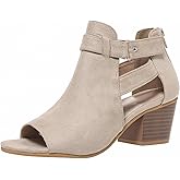 GUNIYIFS Women's Chunky Heeled Ankle Booties Peep Toe Suede Sandals Dress Back Zipper Buckle Cutout Chunky High Heels Sandals