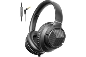 Botesty Sound Headphones Wired with Microphone, Over Ear Foldable 3.5mm Plug in Headphones with 4.9ft Tangle-Free Nylon Cord for Tablet, Laptop, MP3/4, School, Airplane Travel (Black)