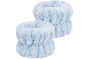 B BIBYKIVN Face Washing Wristbands-Absorbent Wristband for Washing Face Microfiber Wrist Wash Band Towel, Makeup Skincare Prevent Liquids Spilling Down Arm (Light Blue)
