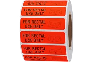 Hybsk for Rectal Use Only Stickers 1.5" x 0.375" Fluorescent Red Stickers with Permanent Adhesive 500 Labels Per Roll (Fluorescent Red)