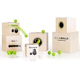 Fat Brain Toys Box and Balls, Wooden Activity Cubes and Bouncy Balls for Kids, Fun New Trickshot Games for Ages 6 to 11