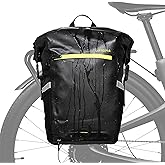 URTOPIA Bike Panniers, Waterproof Rear Bike Rack Bag with Reflective Strips, Safety Whistle, Easy to Install and Fix, 25L large Capacity Bicycle Backpack for Cycling, Commuting Traveling
