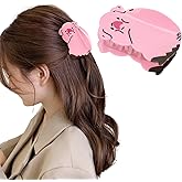 Pink Pig Hair Clips, Hapdoo Cute Novelty Animal Claw Clip for Women Girls, Acetate Funny Pig Hair Accessories Gifts