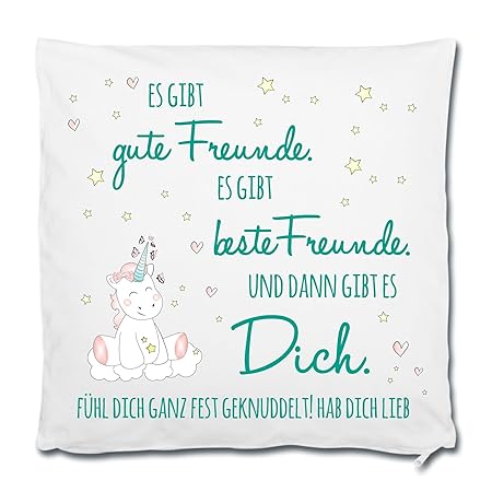 Livingstyle & Wanddesign Kissen mit Füllung weiss 40cm x 40cm Es gibt Freunde und es gibt Dich Unicorn