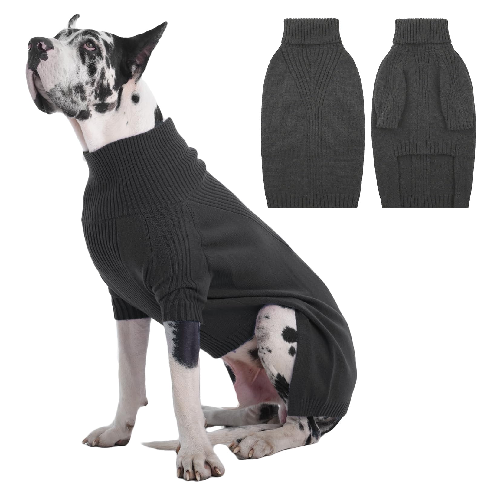 IECOii Extra Large Dog Jumper - Warm Turtleneck Sweater for Great Dane, Winter Clothes for Christmas & New Year