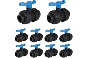 (Pack of 10) EFIELD 3/4"Socket x 3/4"Socket SCH 80 PVC True Union Full Port Ball Valve,Gray With Blue Handle(3/4-inch),(PVC062-2-10PCS)