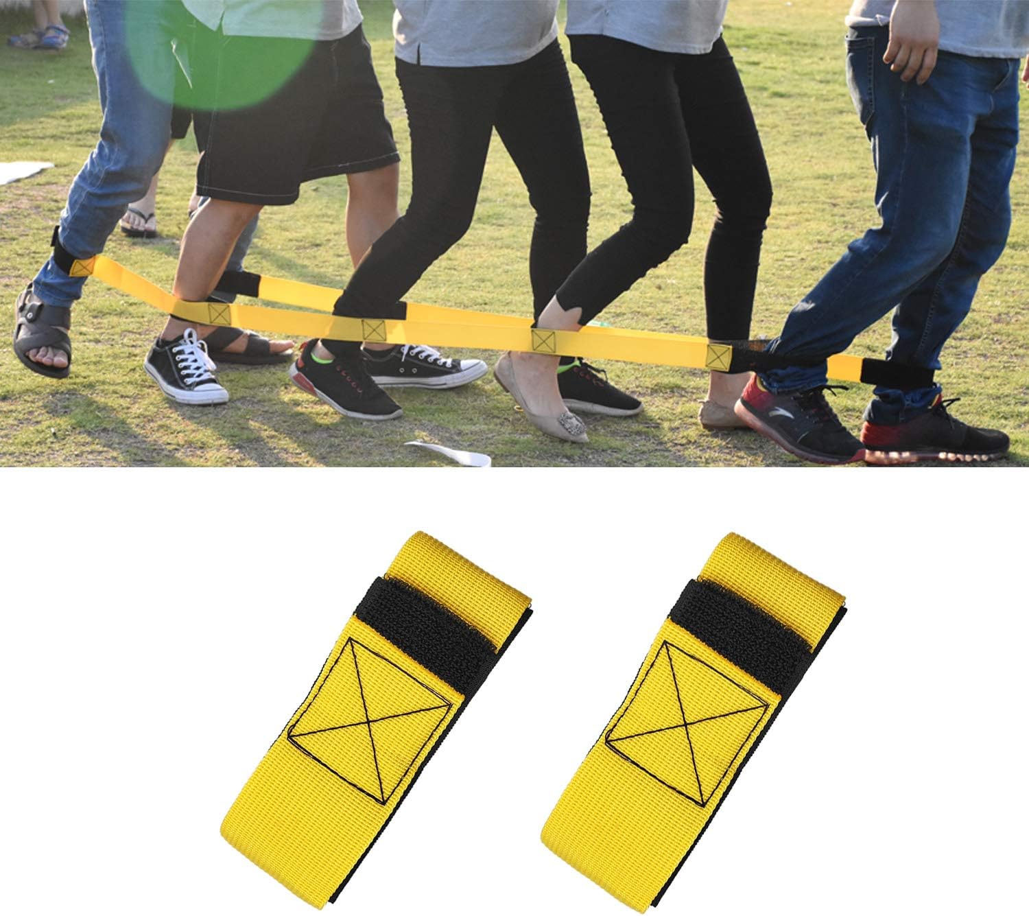 CSPRING 2 Pieces 5 Legged Race Bands Cooperative Band Walker Activities Teamwork Training for Kids Adults Outdoor Race Games