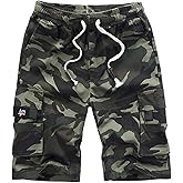 Vcansion Men's Casual Cotton Loose Fit Lightweight Multi-Pockets Cargo Shorts