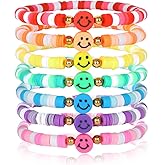 Rainbow Heishi Surfer Bracelets Set for Women Stackable Clay Beaded Bracelets Disc Stretch Preppy Bracelets Layering Colorful Friendship Bracelets Team Cheer Bulk Boho Summer Beach Jewelry Gift
