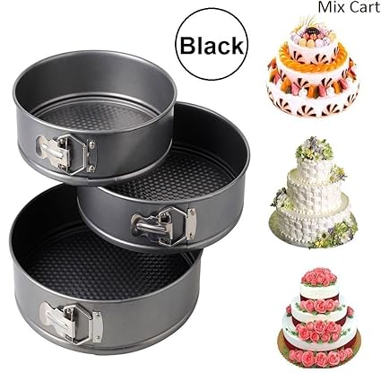 set of 3 round aluminium non-stick backing cake moulds pan can be used in microwave ovens