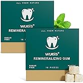 Remineralizing Gum with Hydroxyapatite Xylitol - Sugar Free Chewing Gum With Coconut Oil Activated Charcoal - Supports Enamel Health & Fresh Breath - Aspartame Free, Plastic Free, Dye Free - 72 Pieces(Pack of 4, Spearmint)
