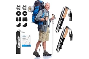 Overmont 7075 Aluminum Trekking Poles - Adjustable Hiking Poles Collapsible Walking Poles with EVA Handle All Terrain Accesso