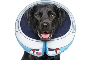 Docuwee Dog Cone Collar, Inflatable Neck Donut After Surgery for Large Medium Small Dogs and Cats, Soft Dog Cone Alternative, Protective Recovery E Collar Stop Licking, Astronauts, XL