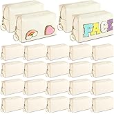 Chunful 24 Pcs Preppy Makeup Bag PU Leather Cosmetic Bag Bulk Makeup Plain Pouch Waterproof Toiletry Purse for Women Traveling Preppy Pencil Case Valentine's Day Gifts(Beige)