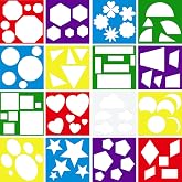 Epakh 16 Pcs Geometric Shape Stencils Set, Classic Style, 5.9 x 5.9 Inches | Drawing Templates for Kids Toddlers, Colorful Painting Stencils, Art Templates for Children Journal Classroom Craft Projects