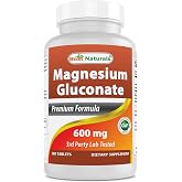 Best Naturals Magnesium Gluconate (35 mg Elemental Magnesium from 600mg of Magnesium Gluconate) 180 Tablets