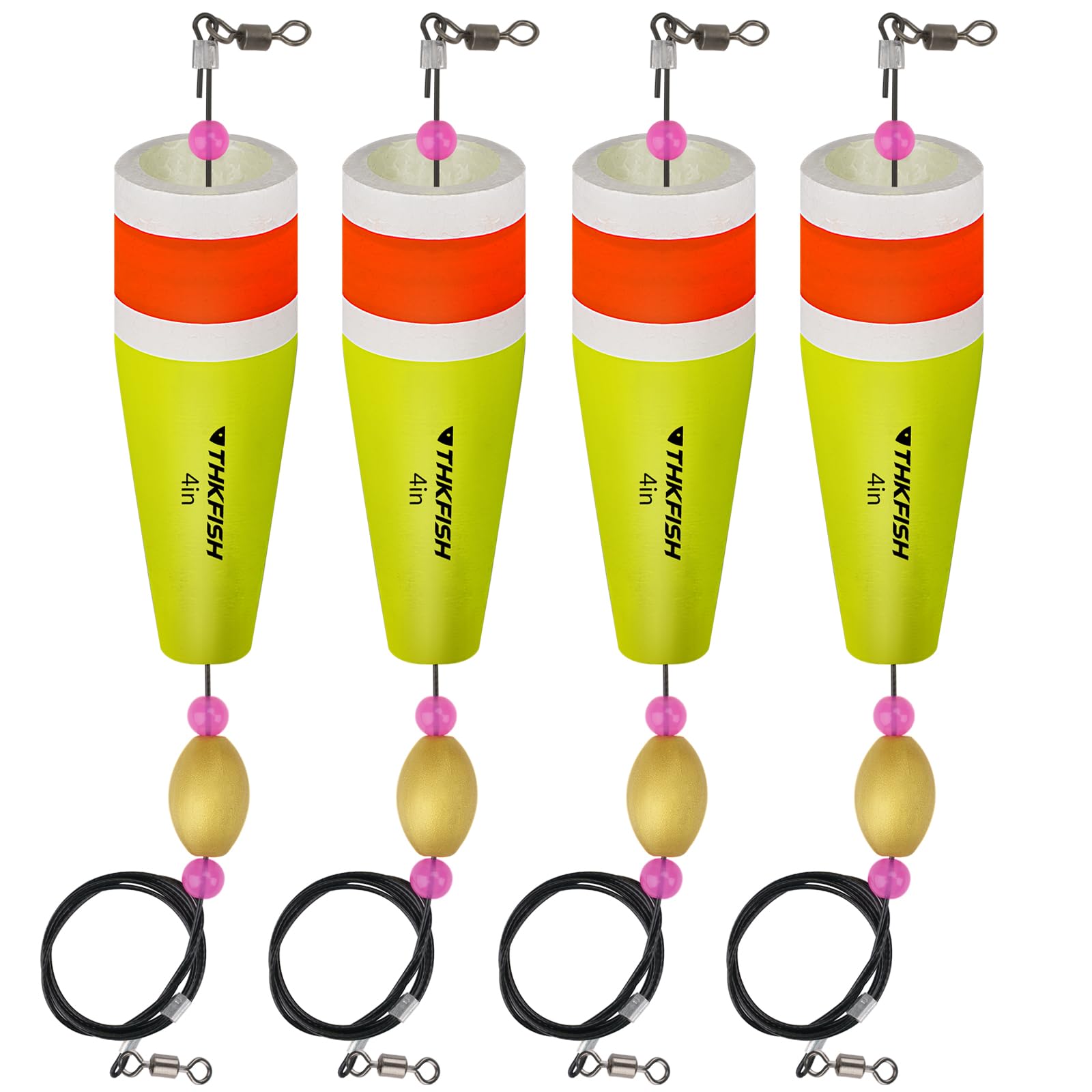 THKFISH Fishing Popping Cork Trout Floats - 4PCS YELLOWWIRE 35g