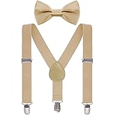 Bskifnn Kids Suspenders Bow Tie Sets Classic Solid Color Toddler Suspenders for Kids Wedding Party