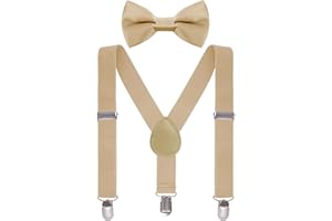 Bskifnn Kids Suspenders Bow Tie Sets Classic Solid Color Toddler Suspenders for Kids Wedding Party