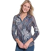 Multiples Womens Double Bungee Three Quarters Sleeves Johnny Collar Pull on Top
