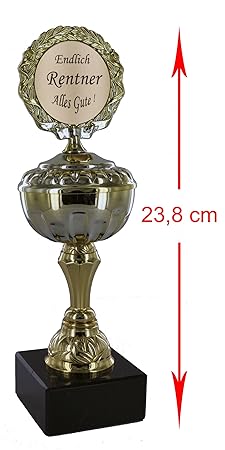 Pokal / Geschenk Endlich Rentner - Alles Gute 23,8 cm
