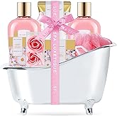 Self Care Gifts for Women, Spa Luxetique Bath and Body Gift Set, 8pcs Daisy Gift Baskets for Women with Bubble Bath, Lotion, Mothers Day Gifts for Mom