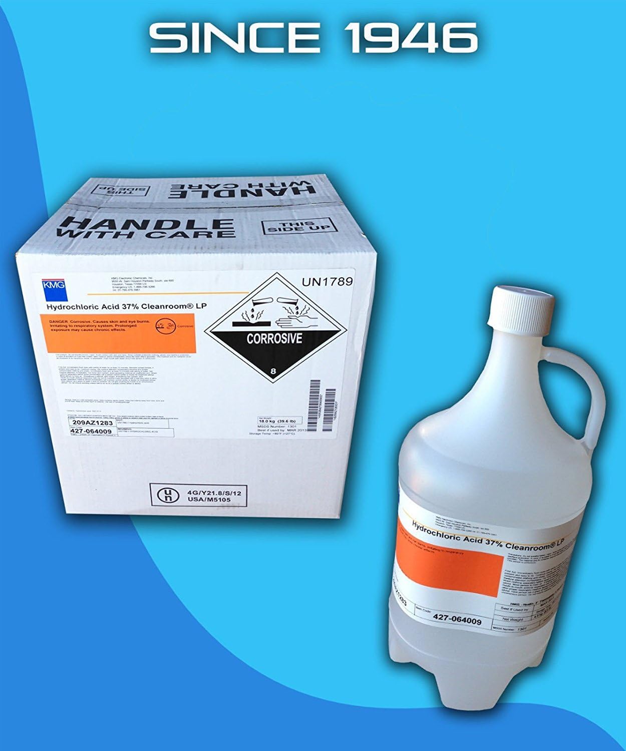 Hydrochloric Acid 37% Reagent Grade for High Purity Aqua Regia (4x1 Gallon)