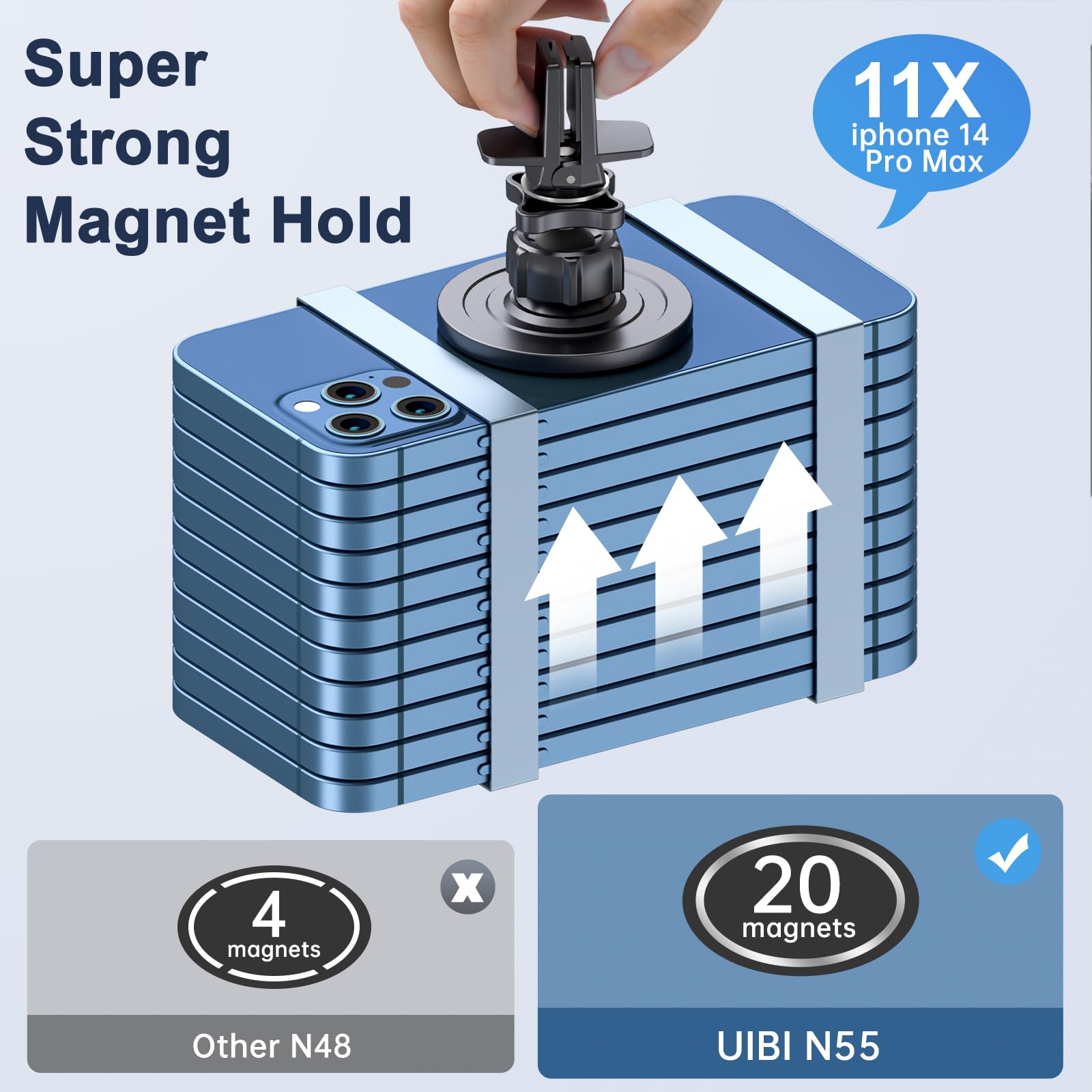 Magsafe Car Mount, Magnetic Car Phone Holder 20 Strong Magnets with Clip 360° Rotation Air Vent Cell Phone Mount Fit for Magsafe iPhone 16 15 14 13 12 Pro Max Mini MagSafe Case