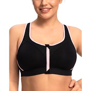 HSIA Sports Bras for Women High Support Large Bust FlexCore Racerback Lined | High Impact, Sewn In Pads, Wireless, Plus Size,