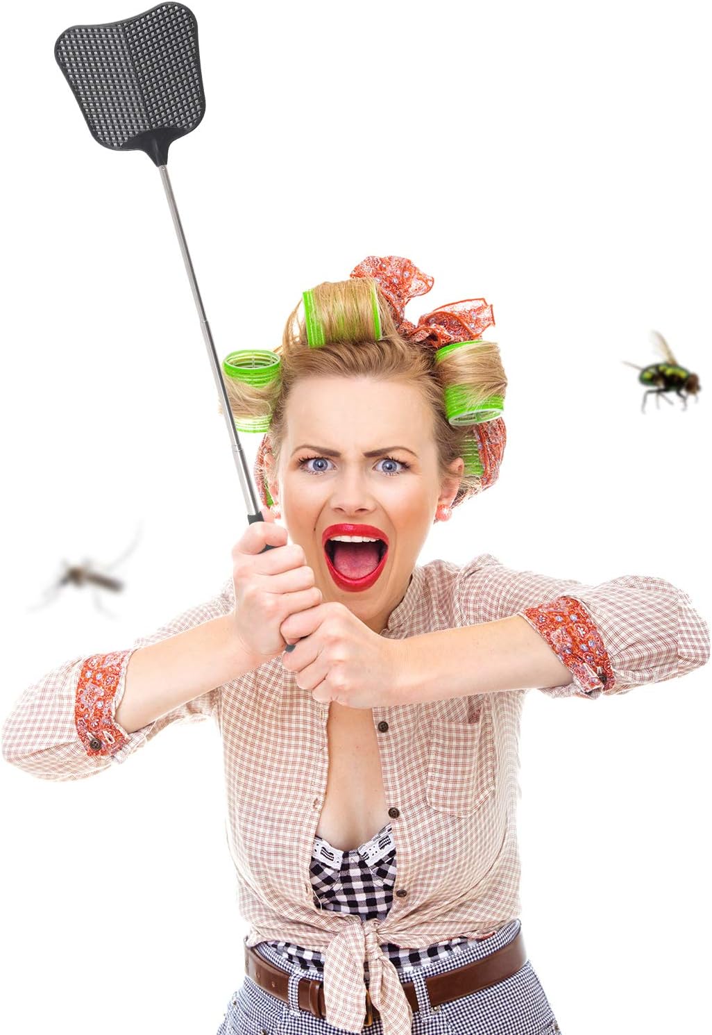 STUHAD 4 Pack Retractable Fly Swatters Heavy Duty Set, with Durable Telescopic Stainless Steel Handles, for Home, Classroom and Office: Garden & Outdoor