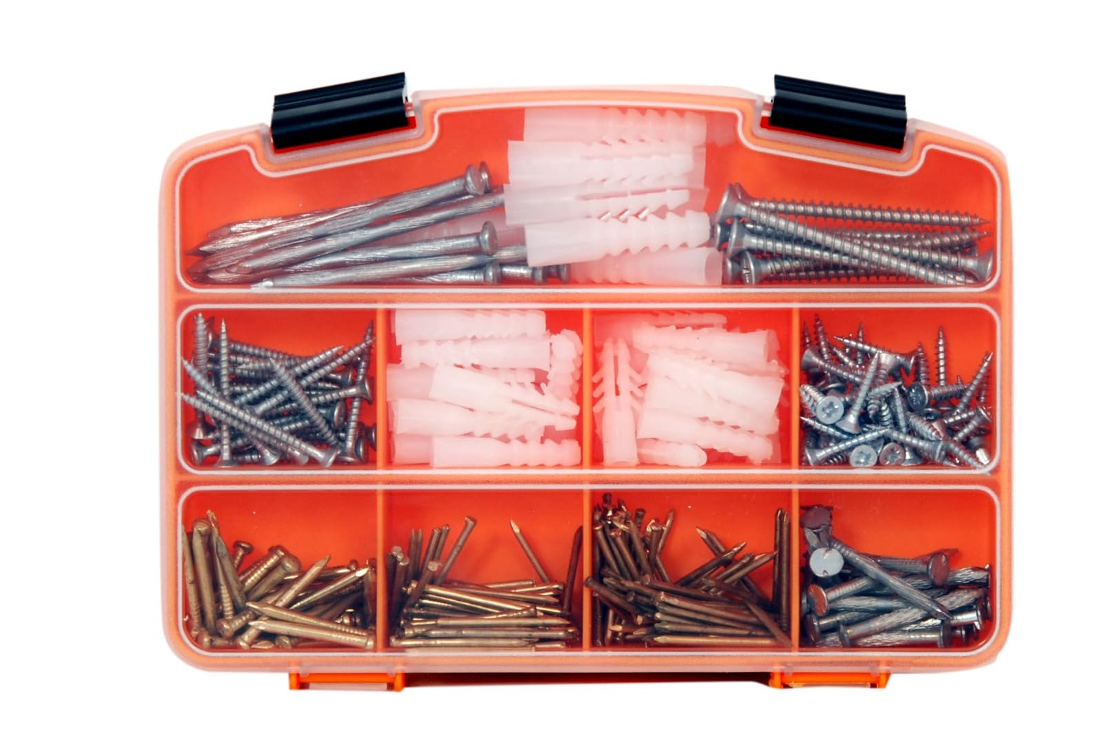 Netzerkoz 335 Pieces Wood Screws Concrete Nails and Dowels Set - 90 Pieces Phillips Wood Screws, 220 Pieces Concrete Nails, 30 Pieces Dowels - Chipboard Screws Set, Nail Set and Dowel Assortment with