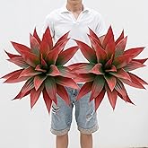 Ttranewsoo Artificial Agave Plants,Large UV Resistant Fake Agave Planters for Indoor and Outdoor Decorating Artificial Plants for Outdoors Fake Plants 2Pack, 28" Red