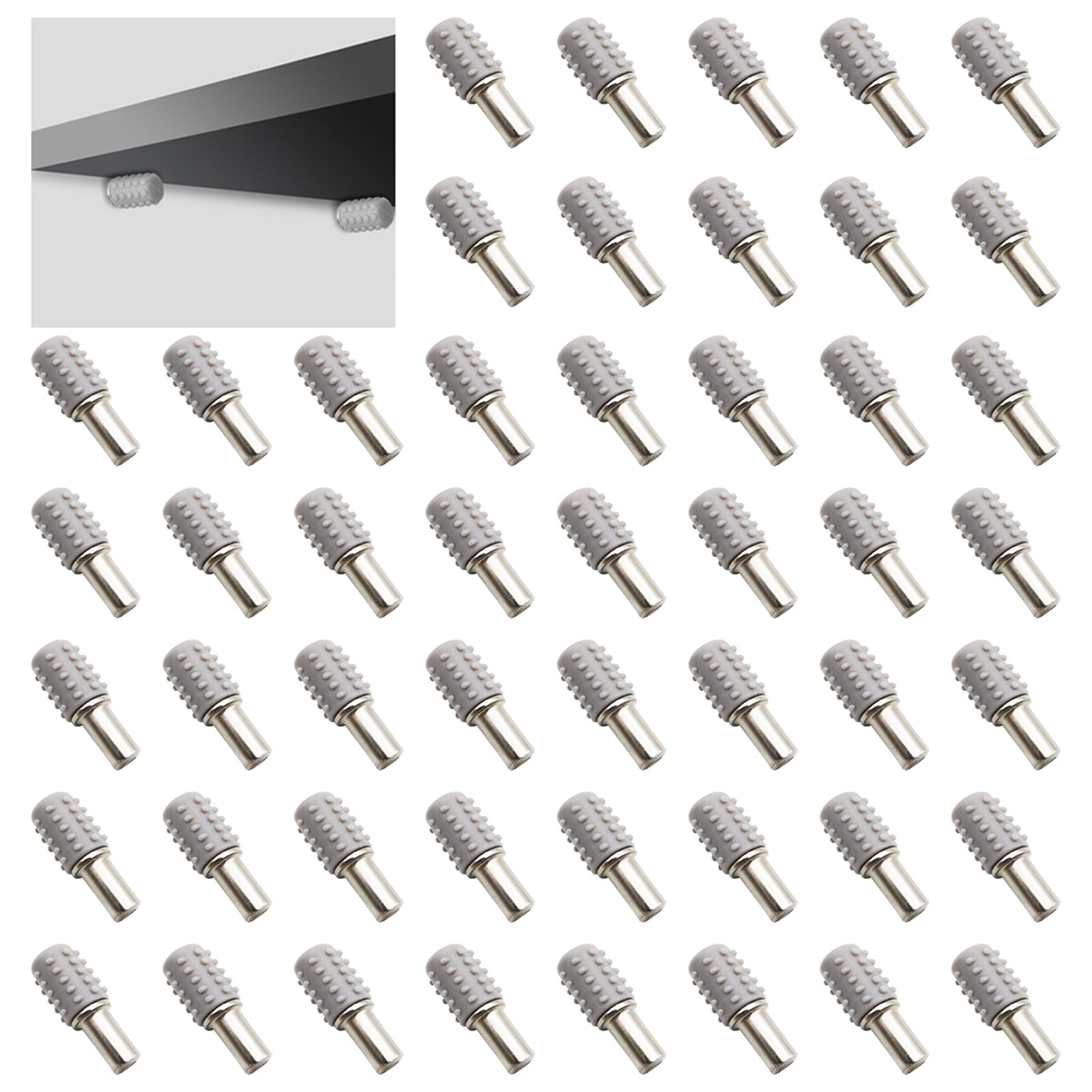 Shelf Support Pegs, CTRICALVER Glass Shelf Supports 5x20mm, Metal Shelf Pegs, Kitchen Cabinet Shelf Supports with Non-Slip Sleeve, for Wall Shelves Kitchen Cabinet Wardrobe (50 pcs)