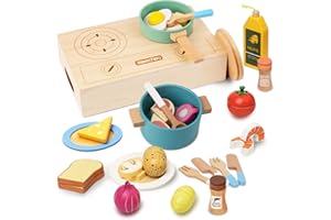 Wooden Play Cooking Set,27pcs Pretend Play Food Toys Set for Kids Toddlers, Wooden Kitchen Accessories Toys Set,Cooking Toys 