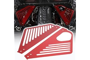 CHEAYAR Engine Bay Panel Cover Compatible with Chevrolet Corvette C8 2020-2023, Aluminum Alloy Rear Engine Covers Left Right Engine Case Guards Protector Splash Shield, C8 Accessories 2PCS (red-obliquehole)