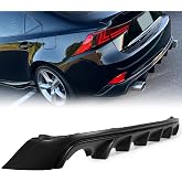 KUAFU Bumper Lip Diffuser Compatible with 14-16 Lexus IS250 IS350 IS200T | Rear; Compatible with 2014-2016 Lexus IS250 IS350 IS200T Spoiler Splitter 4-Door Only; Black ABS Plastic
