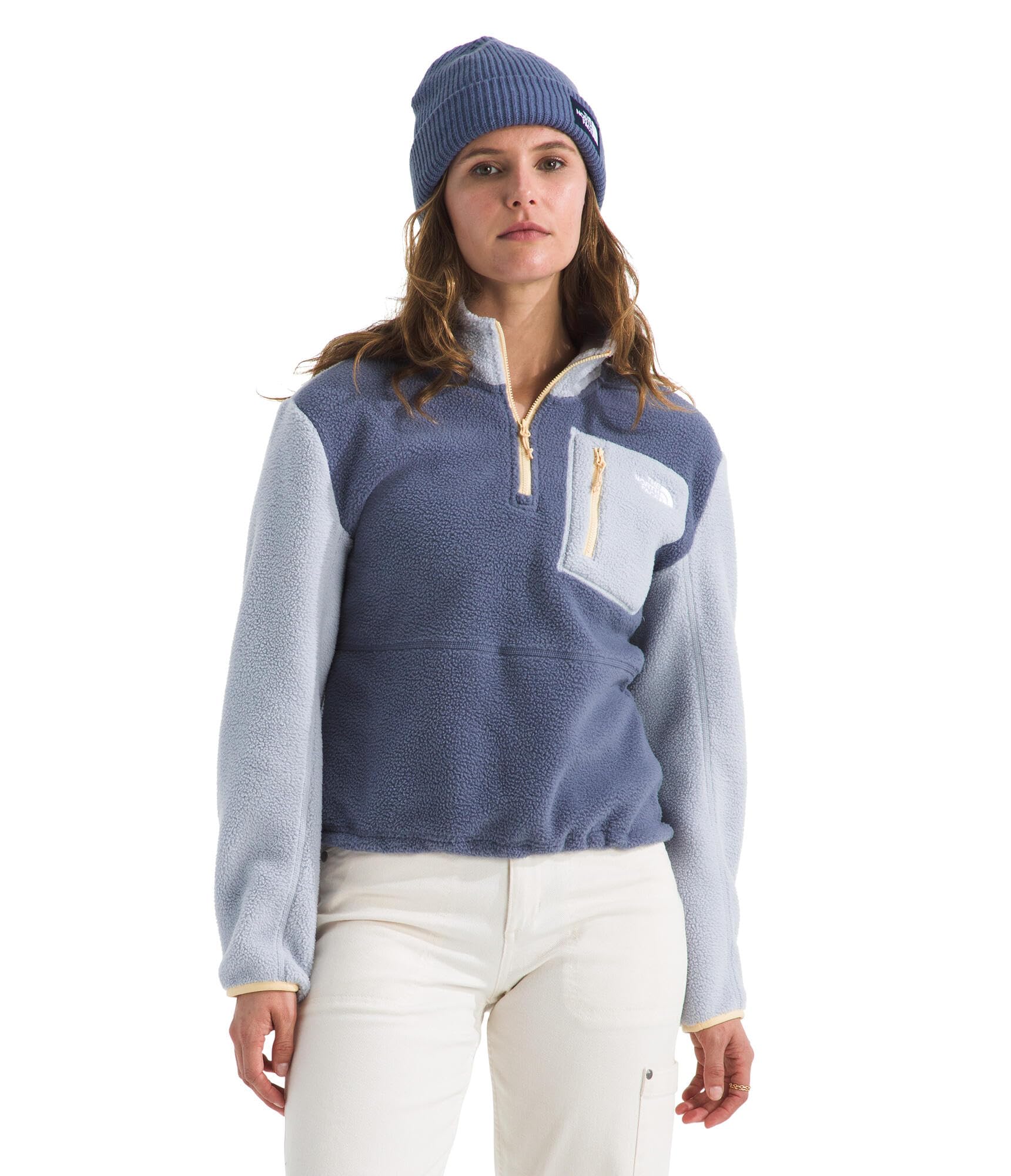 The North Face Women’s Yumiori Quarter Zip Jacket – Lightweight Fleece Pullover with Embroidered Logo, Secure Zip Pockets, Twilight Galaxy/Blue Flax/Mineral Salt, XX-Large