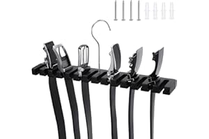 SUNTRADE Solid Wood Belt and Tie Rack, 14 Slots, Black