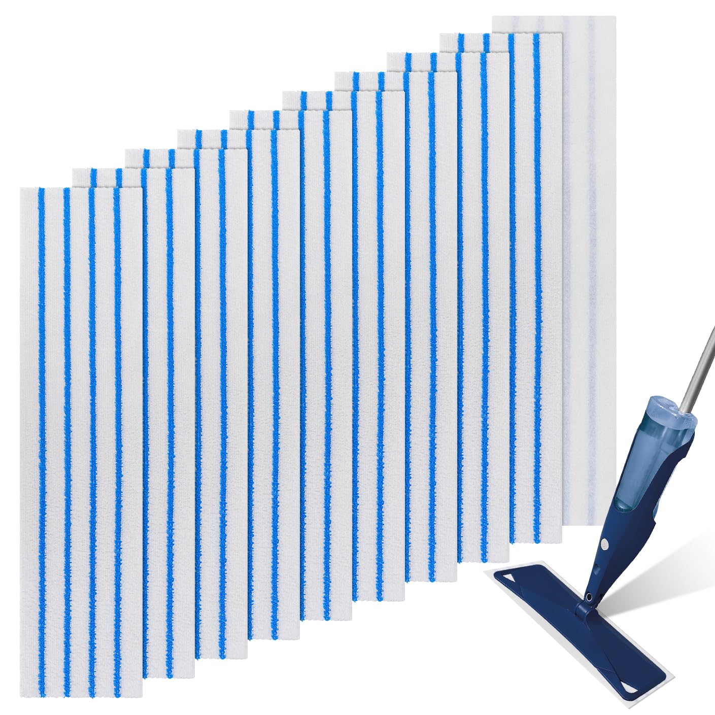 Photo 1 of 10 Pack Microfiber Disposable Mop Pads for All 16-18'' Hook & Loop System Mop - Wet Dry Cleaning Replacement Mopping Pad Compatible with Bona,Rubbermaid,Turbo,Norwex