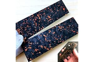 TEAMWILL 2PACK Black Marbled Handle Carbon Fiber CF With Copper Powder Resin Scales For Knife (2PCS 135X40X4MM)