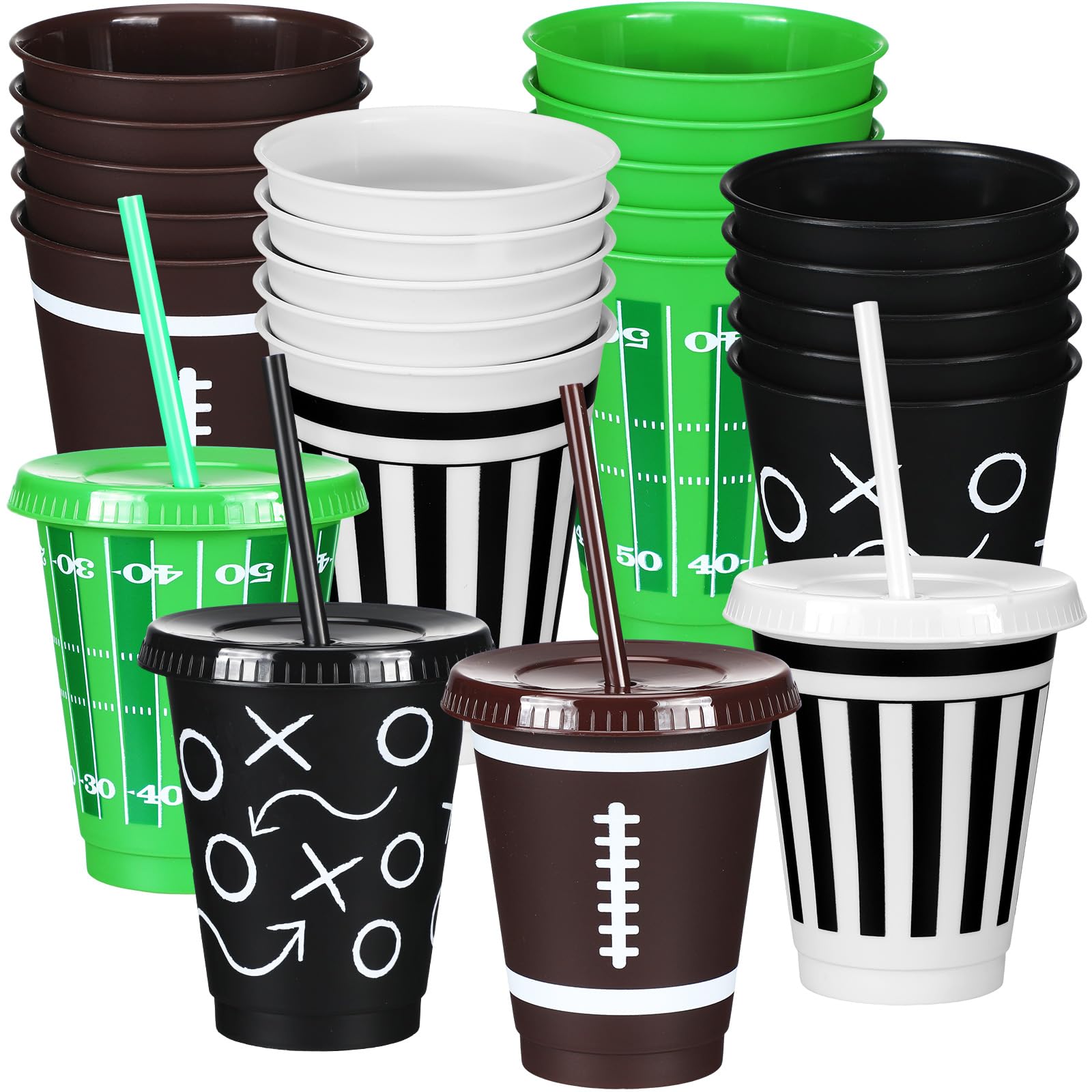 Havawish 24pcs Reusable Football Cups Bulk 16 oz Plastic Football Party ...