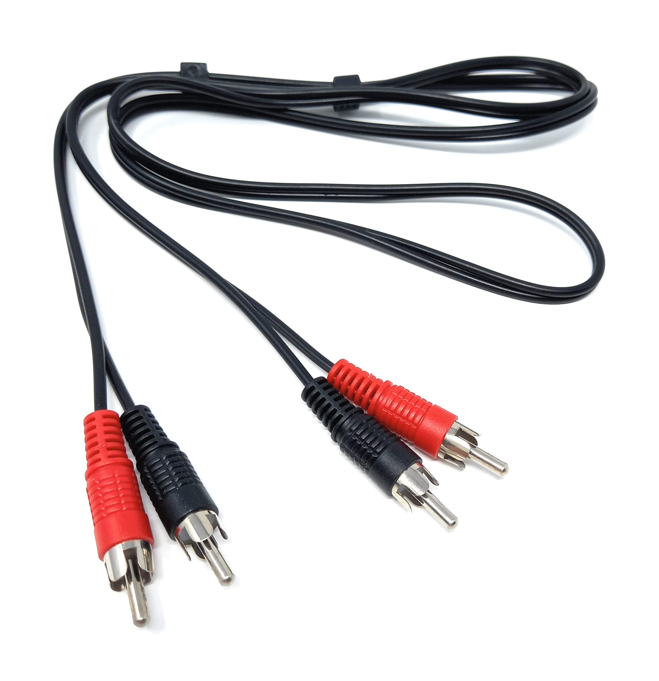 DRUT 1.2m RCA to RCA Phono Twin Jack to Jack Stereo Audio Cable Lead Cord Compatible With CD/DVD/Amplifier/Hifi/DJ Mixer/Turntable 3.9ft Black Nickel Connectors