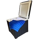 Spatender Hot Tub Towel and Robe Warmer/Deck Box with Microwavable Heat Pad - Thermal Resistance, Weather-resistant, Large Capacity for Outdoor Spa/hot Tub, Spa (Black) also a great cooler