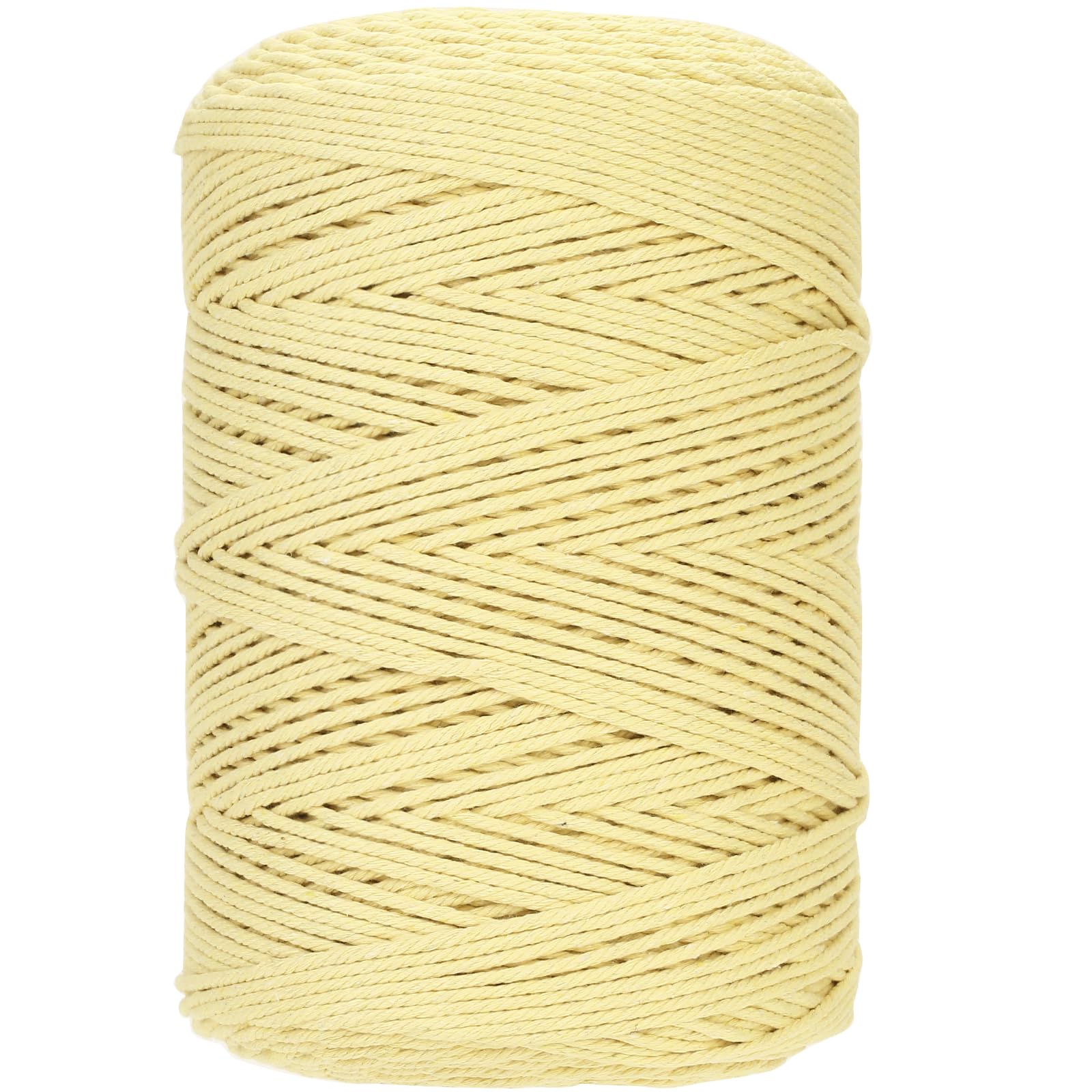 GOHOF Premium Cotton Macrame Rope, 3mm x 450m, 4 Strand Twisted, Soft Cotton Cord, Light Yellow — image 1