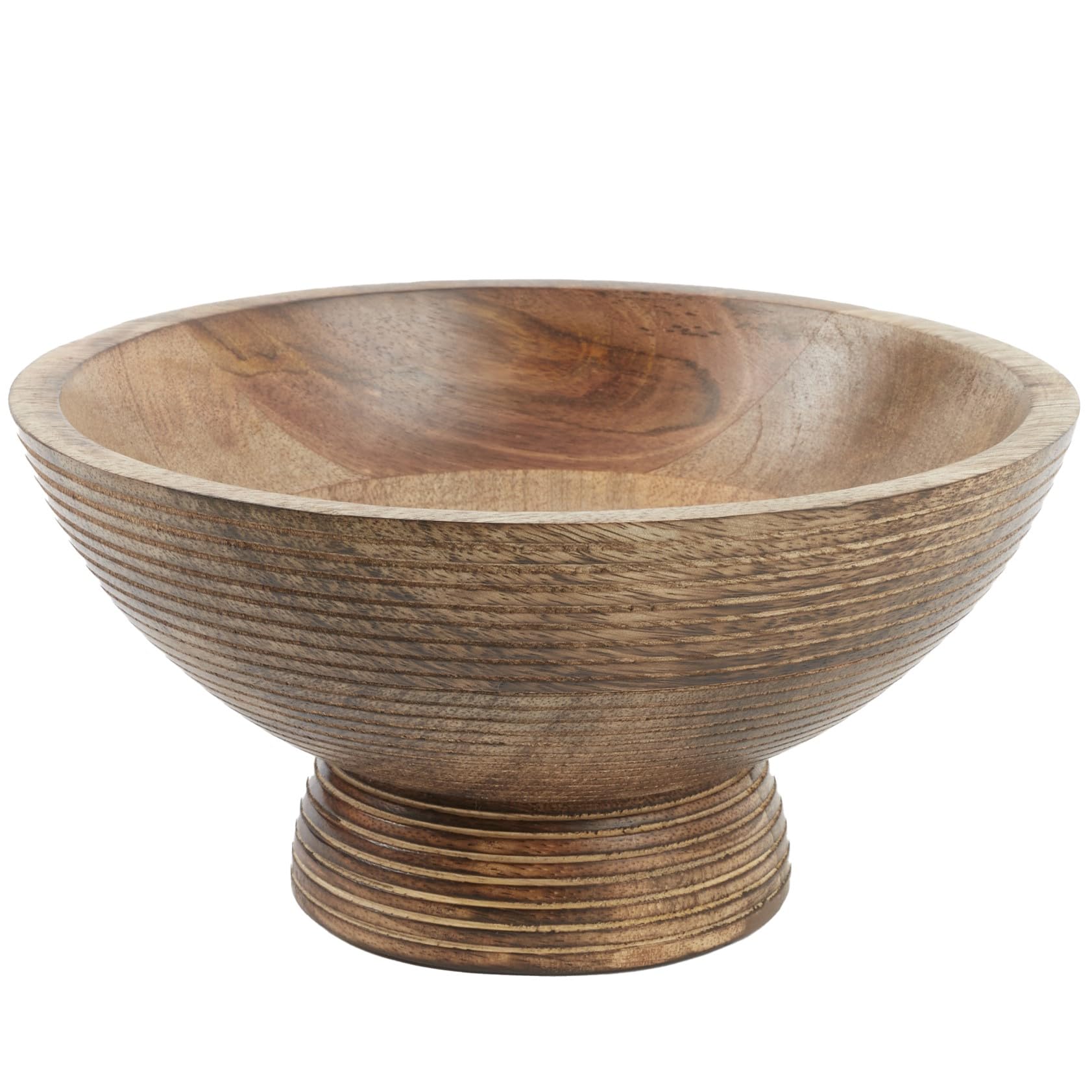 Paper High Hand Carved Makula Raised Design Mango Wood Fruit Bowl - Decorative Wooden Bowl - Fair Trade, Handmade, Sustainable Wooden Table Potpourri Bowl