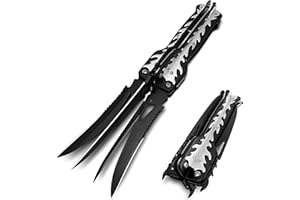 MADSABRE 4 Blades Cool Pocket Knives for Men - 9.3 Inch Survival Camping Folding Knife with Glass Breaker, Hiking Hunting Collection Knife EDC Tool