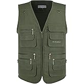 Men's Stone Washed Multi-pocketed Hunting Travel Fishing Utility Work Cargo Outerwear Outdoor Vest