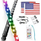 KEMIMOTO 2pc 5ft Spiral LED Whip Lights for UTV/ATV/Boat/Offroad | Compatible with Polaris RZR Can-Am Maverick X3 Sportsman Outlander, Adjustable, Multi-mode, Remote, Waterproof, Durable